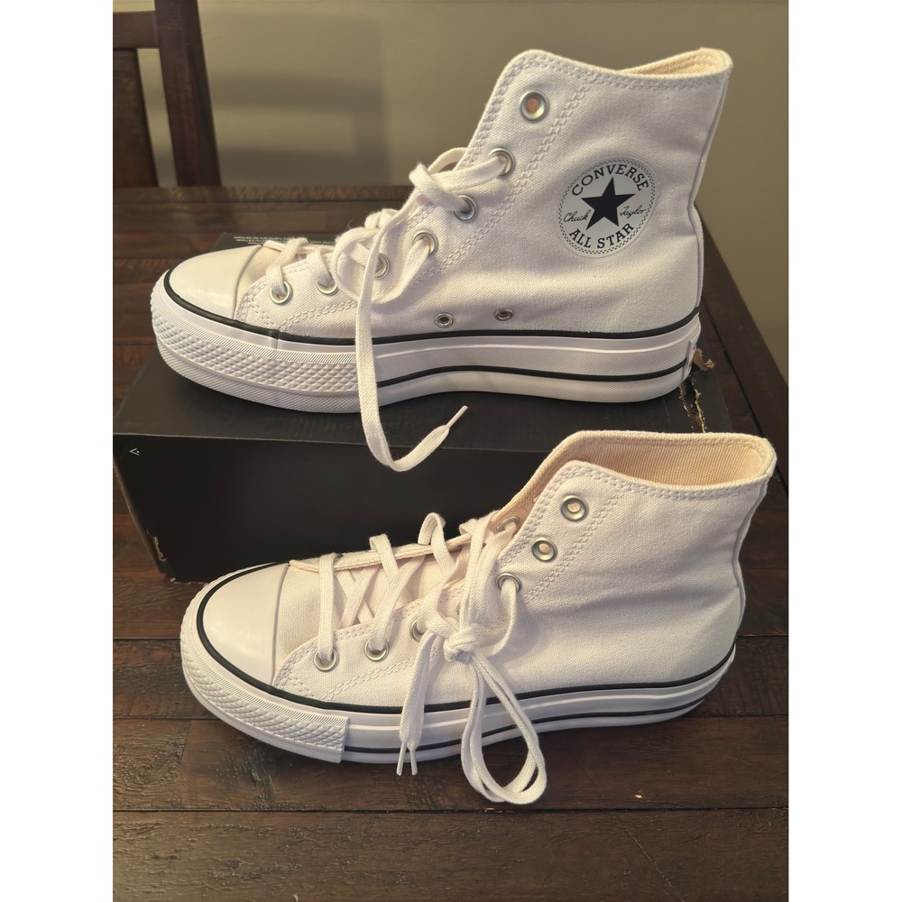 Converse Chuck Taylor All Star Lift Platform High Top White Sneakers NEW 8W